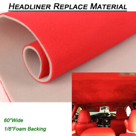 Lahfm255red60084 Red Velvet Headliner Fabric For Ford Mustang Focus Mondeo Foam Backed Replace