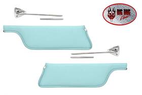 21-7047-813 Tmi Products 1967 - 1968 Mustang Pair Of Light Aqua Visors With Bracket And Rod Assemblies