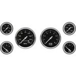 Speedway Motors 910-65026 Black Face 6-GAUGE Set 3-3/8". Fixed Price $272.99.