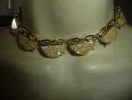 Vtg Pale Yellow Thermost Iridescent Spots Gold Tone Collar Necklace #1529A. Fixed Price $8.99.