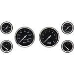 Speedway Black 6 Gauge Set Kit W/ Speedo, Tach, Fuel, Temp, Volt, Oil Pressure. Fixed Price $253.99.