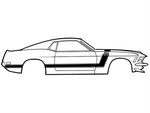 1970 Mustang Boss 302 Side Stripe Decal Kit - Black Reflective Fastback. Fixed Price $442.47.
