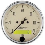 Auto Meter 1887 Gauge Speedo. 3 1/8" 120MPH Electric Prog. W/lcd Odo Antq Beige. Fixed Price $255.68.