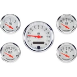 Omega Kustom 5-GAUGE Set, Electric Speedometer, Kool White. Fixed Price $373.99.